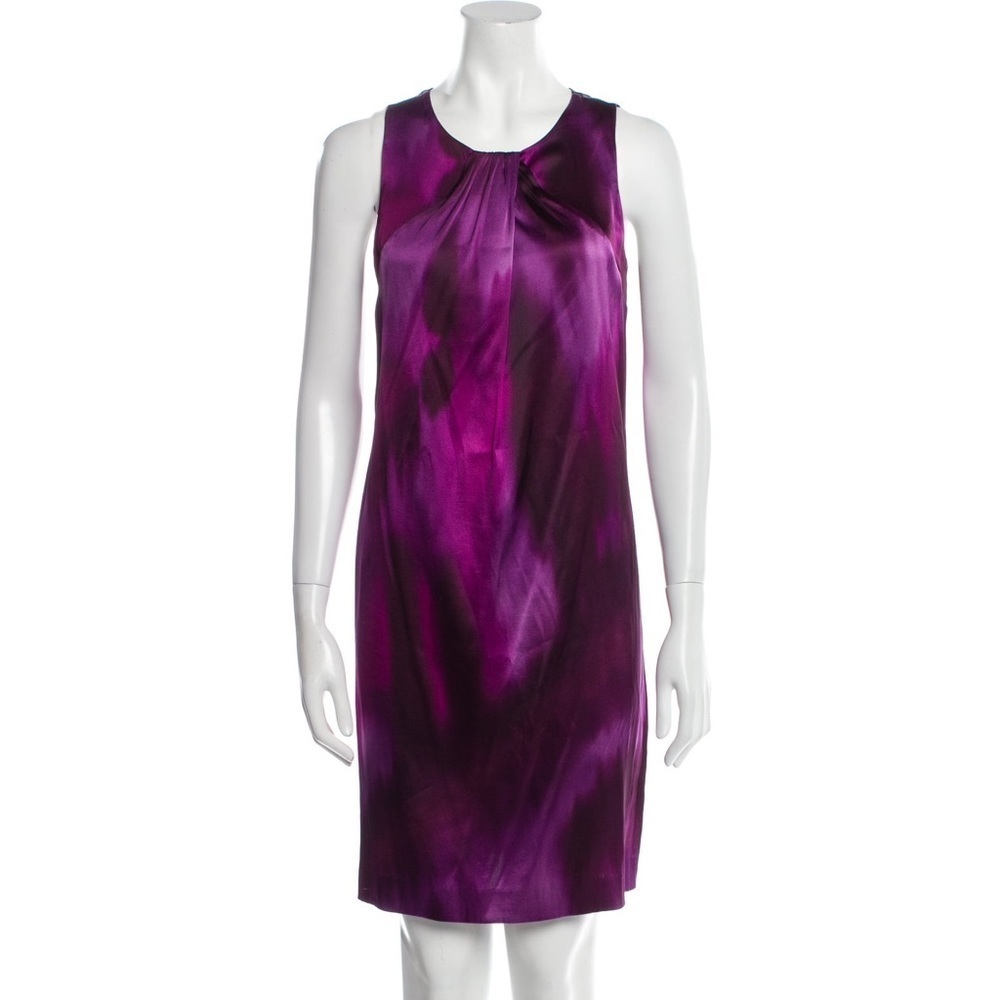 VINCE Stretch Silk Purple TieDye Sleeveless Knee-Length Shift Dress V073250101 S